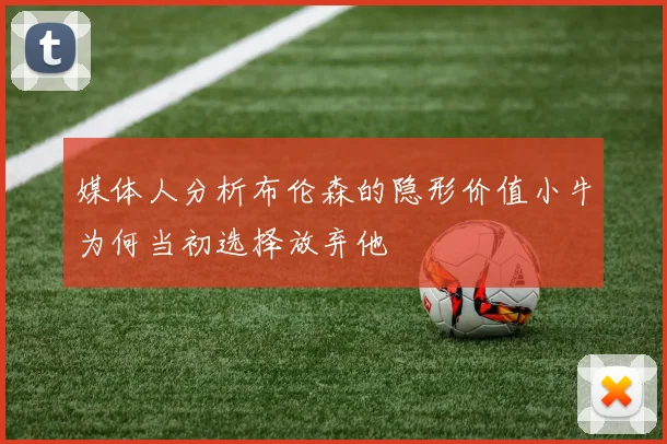 媒体人分析布伦森的隐形价值小牛为何当初选择放弃他